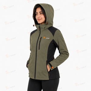 Chaqueta de esquí y snowboard con capucha para mujer Tiierwear, color verde oliva, manga larga, con cremallera, a prueba de viento, para otoño. - Product Image 5