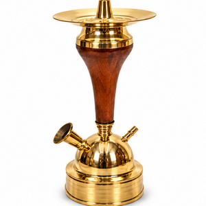 TableTop Bent Type Wooden Lacquer Finish Mesbah <b>Hookah</b> Shisha with Brass Base Traditional Arabic Smoking Water <b>Pipe</b> - Product Image 6