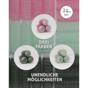 Lot de 24 bigoudis en plastique à clipser, en soie, pour température froide, forme cylindrique et motif de barre, diamètre 2 x 6 cm, longueur - Product Image 1