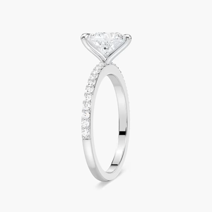 Bague de fiançailles en diamant de laboratoire taille cœur 1,10 CTW certifiée IGI, or massif 14 carats, bande pavée, solitaire, bague de mariée pour femme - Product Image 4
