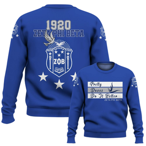 Zeta Phi Beta 1920 Blue <b>White</b> Crewneck Sweatshirt <b>Women</b> Sorority Greek Apparel Embroidered Top - Product Image 6