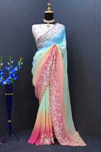 Elegante En Verbazingwekkende Bollywood Designer Borduurwerk Georgette Sari Nieuwste Exclusieve <span class=keywords><strong>Saree</strong></span> Nieuwste Exclusieve Trendy Bruidsaree