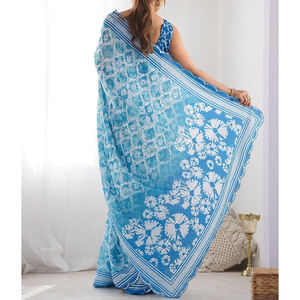 ส่าหรีปาร์ตี้ของผู้หญิงความงามที่สง่างามและเป็นธรรมชาติด้วยขอบคมที่แข็งแกร่งปราศจากการออกแบบหนัก - Product Image 4