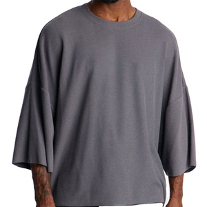 Sweat-shirt à col rond ample et surdimensionné pour homme avec logo personnalisé, en molleton de coton gris, style streetwear décontracté à manches larges, offre OEM ODM - Product Image 4