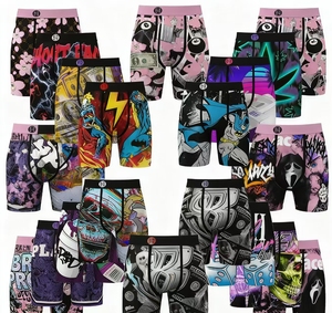 Men's Sports Underwear Cartoon <strong>Print</strong> Quick-Dry Tummy Control Polyester Spandex Boxer Shorts 4XL Winter Cool Extended Length - Product Image 1