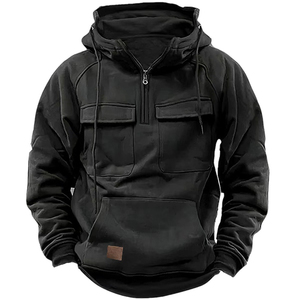Sweat-shirt décontracté à capuche zippé pour homme, nouveau style automne-hiver, 100 % coton épais, couleur unie, pour jeunes - Product Image 5