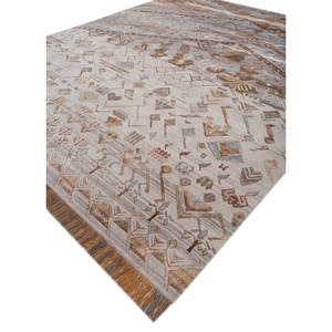 Tapis géométrique en laine et soie de bambou noué à la main Manchaha, gris et noir, rectangulaire, pour salon, couloir - Les-1807 - Product Image 2