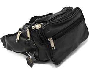 Riñonera de cuero genuino para hombre, riñonera Vintage con cierre de cremallera - Product Image 1