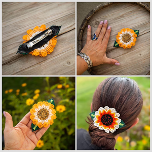 Indigenous <b>hair</b> clip, Mayan <b>hair</b> accessory, beaded flowers, Big beaded <b>hair</b> <b>barrette</b>, Indigenous made, - Product Image 1