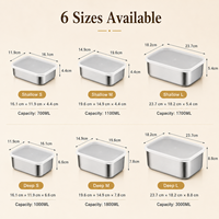 Conteneur de stockage carré pour réfrigérateur Boîte de congélation de boulettes Boîtes de stockage hermétiques pour aliments en acier inoxydable avec couvercles