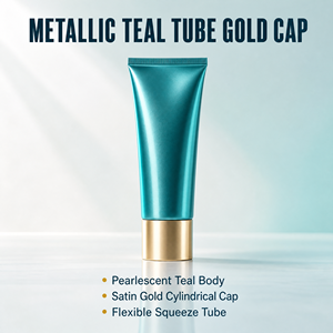 <span class=keywords><strong>Tubo</strong></span> Cosmetico Metallizzato Teal con Tappo Dorato, <span class=keywords><strong>Tubo</strong></span> in Plastica Perlato, Stampa Logo Personalizzata, Confezione OEM per Prodotti Skincare - Product Image 3