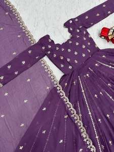 Robe de travail de séquence de 7mm de broderie lourde de qualité supérieure et ensemble Dupatta pour femmes vêtements de mariage à vendre - Product Image 4