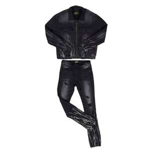 Conjunto de Dos Piezas de Jeans Personalizados, Chaqueta Vaquera con Estampado Lavado, Conjunto de Jeans para Hombre - Product Image 5