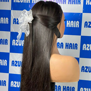 ลดราคาวิกผม 24 นิ้ว! วิกผมลูกไม้คุณภาพสูงแบบ 5x5 พร้อมผมด้านหลังแบบถักเปีย ผมแท้ 100% สีดำ - Product Image 5