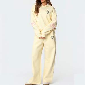 Customize Women Tracksuit High Quality Exclusive Zip Crop <b>Hoodie</b> Ladies Tracksuit 2 Piece Set - Product Image 5