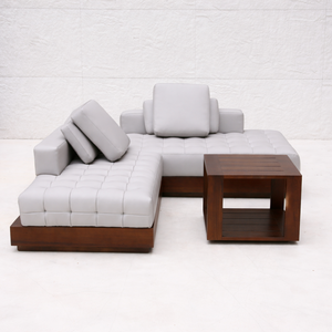 Sofá de Jardín de Teca para Exteriores, Conjunto de Sofás en Forma de <span class=keywords><strong>L</strong></span>, Impermeable, con Estructura de Aluminio, Sofá Seccional para Hotel o <span class=keywords><strong>Resort</strong></span> - Product Image 2