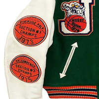 Chaqueta Varsity de Lana para Hombre Ghost Dunks de IRON MARK INDUSTRIES, Verde y Blanca con Parche Bordado, Resistente al Viento, Ecológica y Transpirable