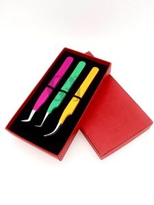 Pince à épiler en acier inoxydable courbée à 90 degrés, avec revêtement en poudre de différentes couleurs, poignée diamantée, anti-magnétique, anti-statique et à dents crantées - Product Image 6