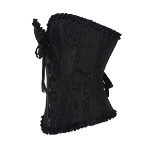 promotionWomen's Black Leather Zipper Corset Soft Black Sheep Hide Stylish Strapless Moto Leather Zipper Corset With Gothic - Product Image 4