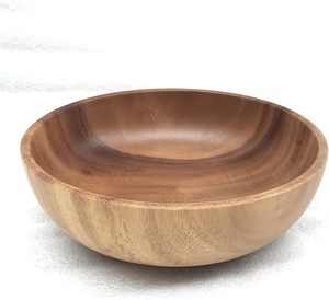 Grand saladier contemporain en bois d'acacia naturel écologique Orrizen pour les mariages, vaisselle standard Salinas - Product Image 5
