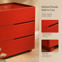 Buffet de salon moderne en chêne massif rouge, écologique, avec tiroirs de rangement et design minimaliste