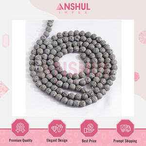 Proveedor indio de hebras de cuentas redondas de Lava Gris de 8mm de tamaño de piedras preciosas brillantes y pulidas de buena calidad para compra a granel - Product Image 2