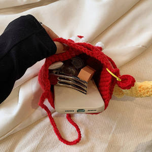 Sac seau en coton tissé au crochet fait main pour femme avec poignée souple, fermeture à bouton et doublure en polyester pour usage quotidien - Product Image 3