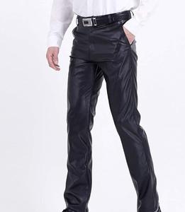 Prix de gros Pantalons en cuir légers à taille haute sur mesure pour hommes avec logo personnalisé Boutons de fermeture à glissière Respirant - Product Image 3