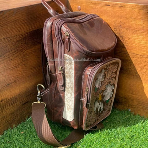 Vente en gros de sacs à bandoulière personnalisés en cuir véritable portable multifonctions usinés à la main pour l'extérieur sacs à bandoulière à imprimé floral en cuir de vachette - Product Image 6