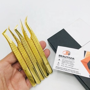 คีมหนีบขนตาปลอมชุบทอง24K แหนบปลายแหลมแบบมืออาชีพทำจากเหล็กญี่ปุ่น - Product Image 1