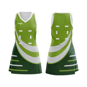 Youth High Quality Netball Performance <b>Dresses</b> Green and White Breathable Polyester Material - Product Image 1
