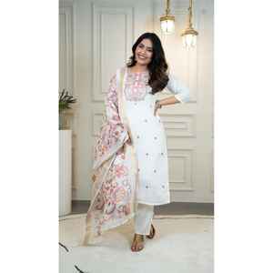 Lancement de la nouvelle collection RADHE EXPORTS, Kurti Pent en soie romaine moderne de qualité supérieure, séchage rapide, pour les fêtes, les mariages, toutes saisons, vêtements de fête, lourd Chandari - Product Image 1