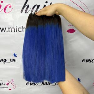 EXTENSIONS DE VRAIS CHEVEUX HUMAINS DROITS EN OS BLEU BRILLANT POUR LA FABRICATION DE PERRUQUES - Product Image 4