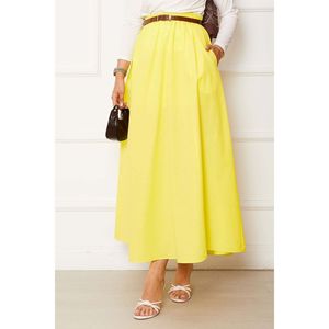 Jupe courte droite jaune en coton éponge satiné, style sportif, avec détail poche, respirante, taille XS, style uni, décoration imprimée - Product Image 2