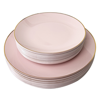 Assiettes à gâteau jetables en plastique résistantes et écologiques, 7,5 pouces et 10,25 pouces, rose