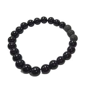 Bracelet en cristal Obsidienne noire et lave Perles rondes Bracelet 8mm Pierre précieuse Mode Cadeau homme et femme Énergie - Product Image 4
