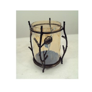 Die Cut Design Powder Coated Metal With <b>Red</b> Glass Hurricanes <b>Candle</b> Holder for Home Decorative Wedding Party Table Top Decor Use - Product Image 3