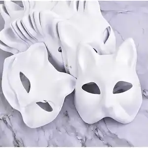 Sunbeauty yeni ürün kağıt Mache sanat maskeleri DIY boş boyanabilir kağıt maske beyaz maskeli maskeler