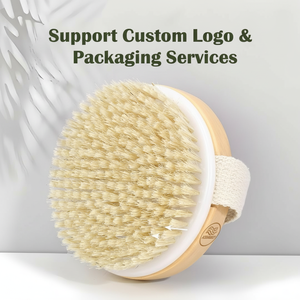 Eco Friendly Logo personalizzato rotondo in legno doccia massaggio <span class=keywords><strong>spazzola</strong></span> per il corpo secco setole di cinghiale <span class=keywords><strong>Cellulite</strong></span> esfoliante da donna <span class=keywords><strong>spazzola</strong></span> da bagno - Product Image 3