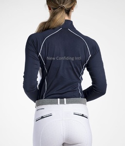 Tops de carreras con logotipo personalizado para mujer, fabricantes de ropa ecuestre, montar a caballo, media cremallera, mangas largas, capa Base, venta al por mayor - Product Image 6