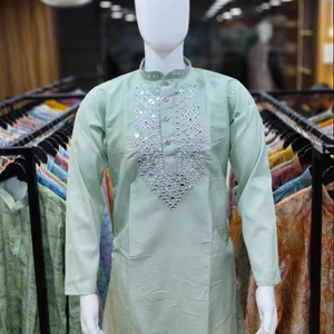 ชุดนอน Kurta สำหรับผู้ชายงานกระจกจริงเทศกาลดีไซน์เนอร์ - Product Image 1