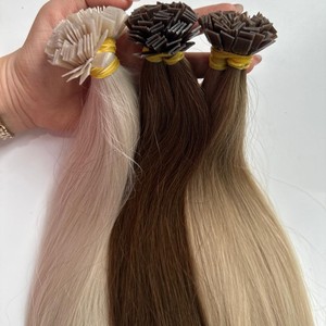 Para GRIS RUBIO VIETNÁMICO K U I V PUNTA PLANA KERATINA Remy COLORES DE CALIDAD PREMIUM TONOS ESLAVIC HUMAN Super Double Drawn - Product Image 1