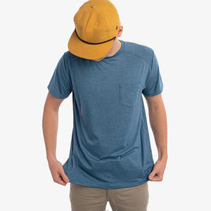 เสื้อยืดออกกำลังกายสำหรับผู้ชายแห้งเร็วเสื้อยืดตกปลากลางแจ้งผ้าฝ้ายน้ำหนักเบาพร้อมกระเป๋าหน้าอกซ้ายวัสดุโพลีเอสเตอร์/ ผ้าฝ้าย - Product Image 5