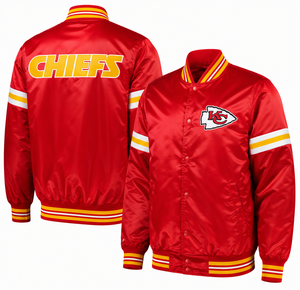 Veste de sport en satin rouge pour homme, vêtements de sport décontractés, col rabattu, coupe régulière, logo brodé sur le devant - Product Image 1