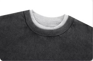 เสื้อยืดวินเทจสำหรับผู้ชายเสื้อยืดเย็บปะติดแขนสั้นสองชั้นฟอกฟอกได้สองชั้นแฟชั่นใหม่2025 - Product Image 4