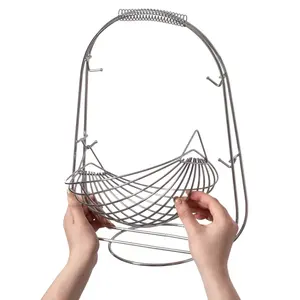 Présentoir durable de corbeille à fruits en métal en acier à cadre ouvert circulaire élégant pour les fêtes à la maison ou les configurations de buffet - Product Image 5