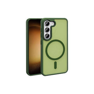 Coque en silicone antichoc compatible MagSafe finition mate pour Samsung Galaxy S23 Vert Foncé – Protection Téléphone Modèle 14 - Product Image 1