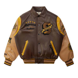Chaqueta Bomber de Lana de Alta Calidad para Hombre, Diseño Universitario Personalizado y Moderno con Bordado de Letras - Product Image 1