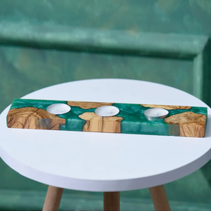 Elegante portavelas de madera y epoxi, regalo único de decoración del hogar para ella para inauguración de la casa y Navidad - Product Image 5