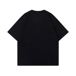 Camisetas de Manga Corta para Hombre, Cuello en V, Color Negro, Tejido de Punto 100% Algodón de Alta Calidad, con Ribete en Contraste y Estampado Personalizado, Venta al Por Mayor - Product Image 4